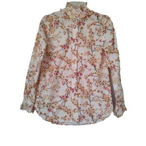 J. Crew Blouse size 00 pink floral button down